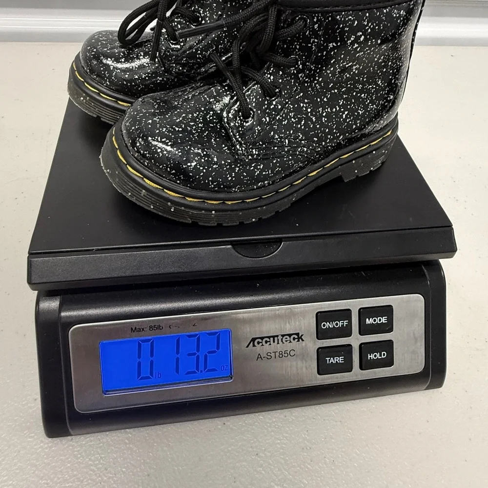 Dr. Martens 1460 Toddler 6 Black Cosmic Glitter Lace Up Zip Combat Boots Grunge